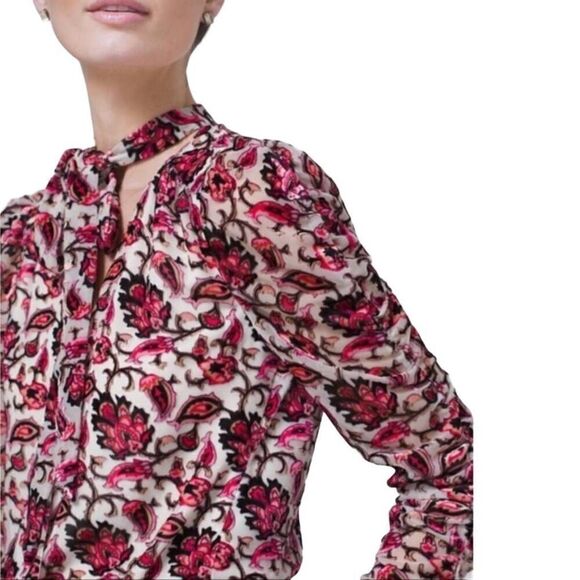 ML Monique Lhuillier Floral Printed Burnout Velvet Mini Dress Size 6 - Picture 3 of 12